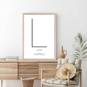 Poster l lille Affiche + cadre en bois - Chêne