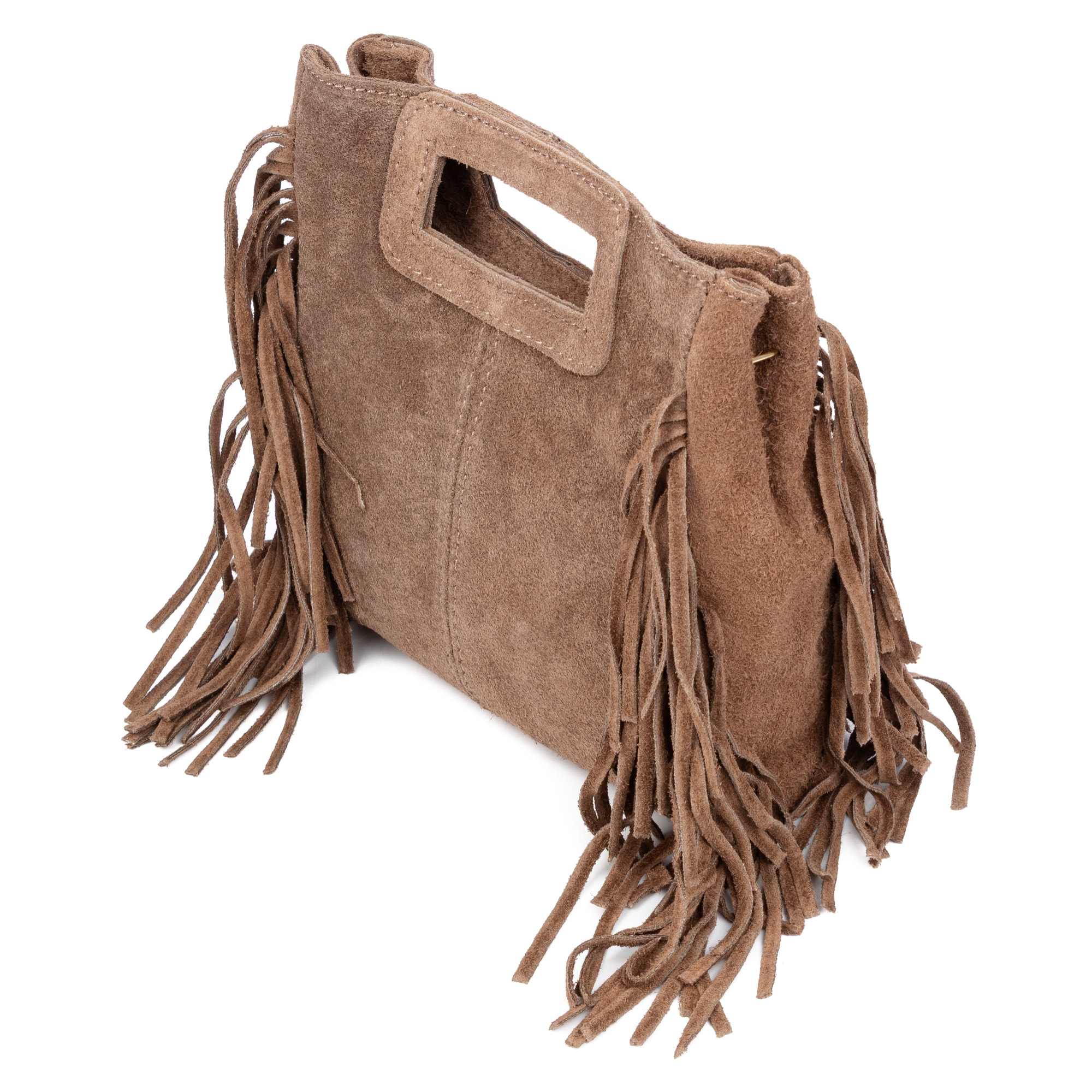 Barbata borsa a tracolla donna. Pelle autentica Scamosciata con borchie decorative.
