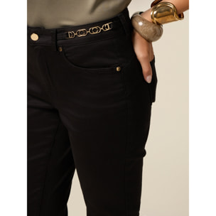 Oltre - Pantalones pitillo con detalle de cadena - Negro