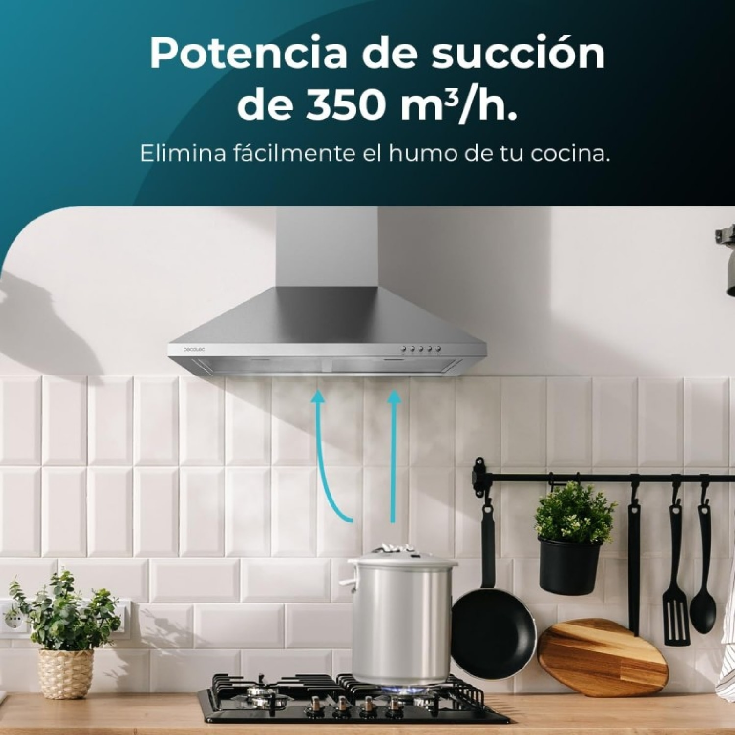 Campana Extractora 60 cm Piramidal Bolero Flux PM 603500 Inox B. Motor 65W, Acab