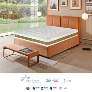 "ELEGANCE FOAM" H25 cm 180x200 2 guanciali Memory OMAGGIO 5 strati in FOAM arrotolato