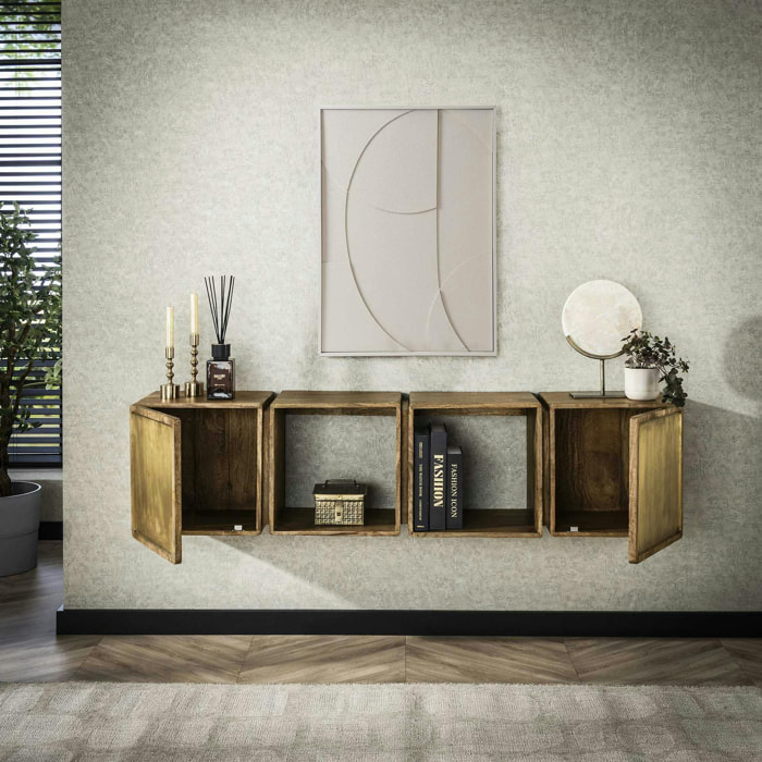 Meuble mural 4 cubes en bois VARA