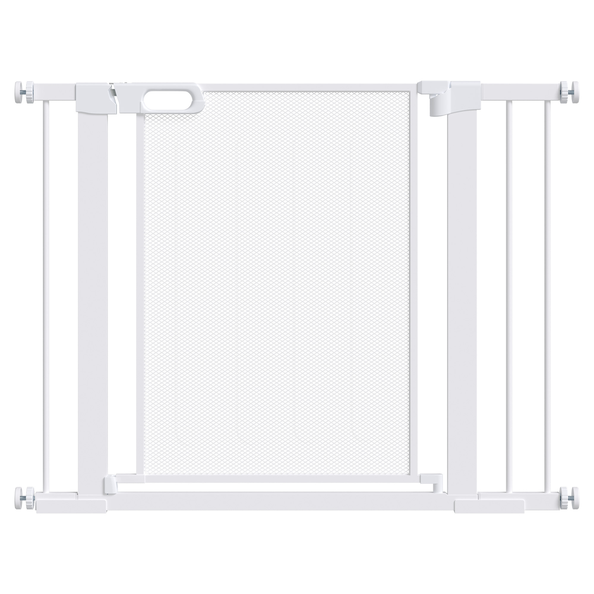 Barrera de Seguridad para Perros Extensible 75-103 cm Barrera para Escalera Puerta con 2 Extensiones Doble Bloqueo Cierre Automático Blanco