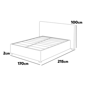 Somnus - Letto matrimoniale contenitore imbottito in velluto a coste, rete a doghe 160x200 cm, colore beige