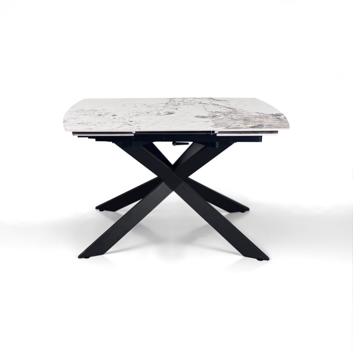 Table à manger ovale extensible Tomasucci GEMY SPIN 120, en céramique, marbre onyx, noir, 120/179 × 80 × 74,5 cm