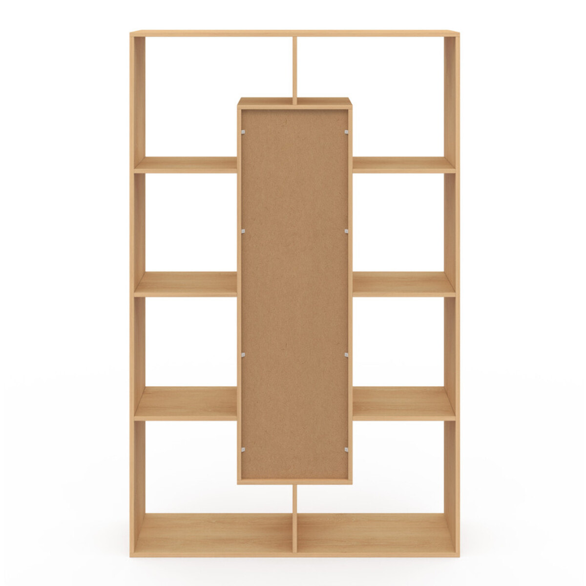 Etagère bibliothèque Faustine effet lattes 11 compartiments 143cm