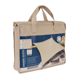 Well Home Paño de Sombra Cuadrado 30x30cm en Poliéster Crema con UPF 50+ y Ganchos de Metal