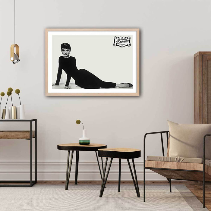 Affiche cinéma Audrey Hepburn Sabrina 1954 Affiche + cadre en bois - Chêne