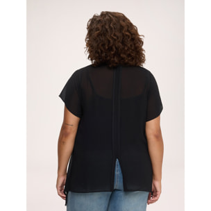 Fiorella Rubino - Blusa asimmetrica in georgette - Nero