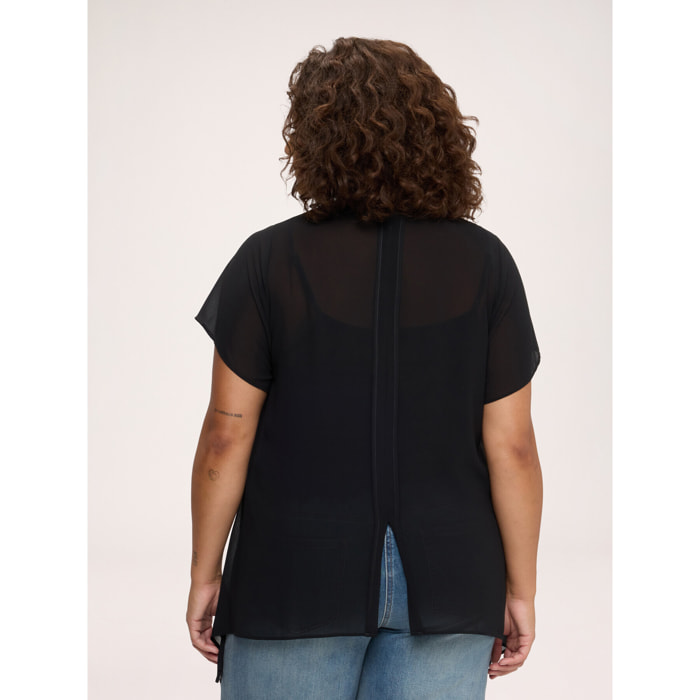 Fiorella Rubino - Blusa asimmetrica in georgette - Nero