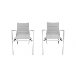 Lot de 2 chaises de repas jardin en métal blanc - HAWAI