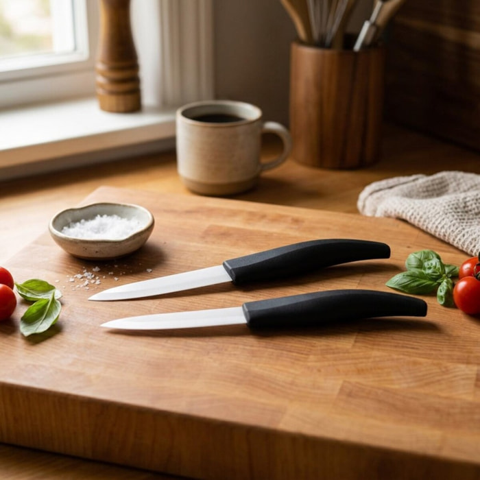 Lot de 2 couteaux de cuisine avec lame en céramique de 7,5 cm Nirosta Céramique