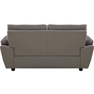 Canapé fixe en cuir reconstitué et PVC " Dallas" - 169 x 88 x 90 cm - 2 places - Gris/Blanc