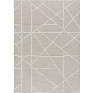 LUX Alfombra geométrica en estilo étnico en color blanco, varias medidas disponibles.