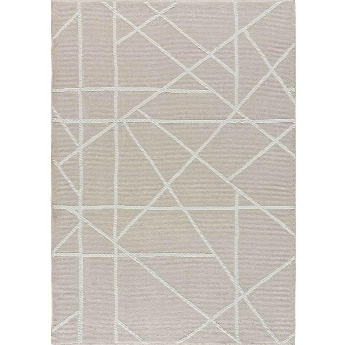 LUX Alfombra geométrica en estilo étnico en color blanco, varias medidas disponibles.