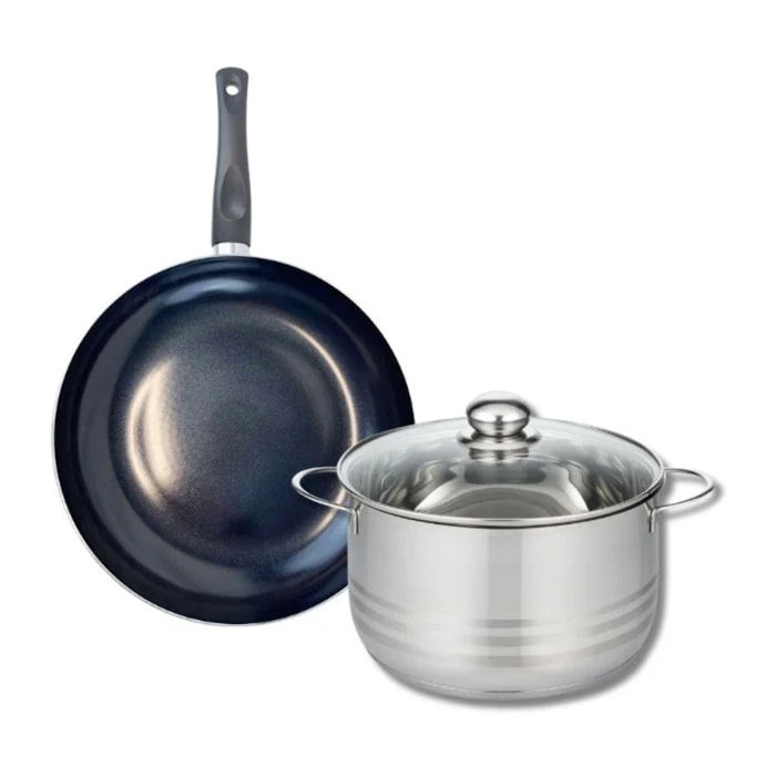 Ensemble de 1 Poêle de cuisson 24 cm et 1 faitout 20 cm Elo Prima Brillant