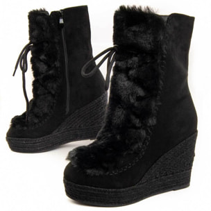 Bota de cuña - Negro - Altura: 10 cm