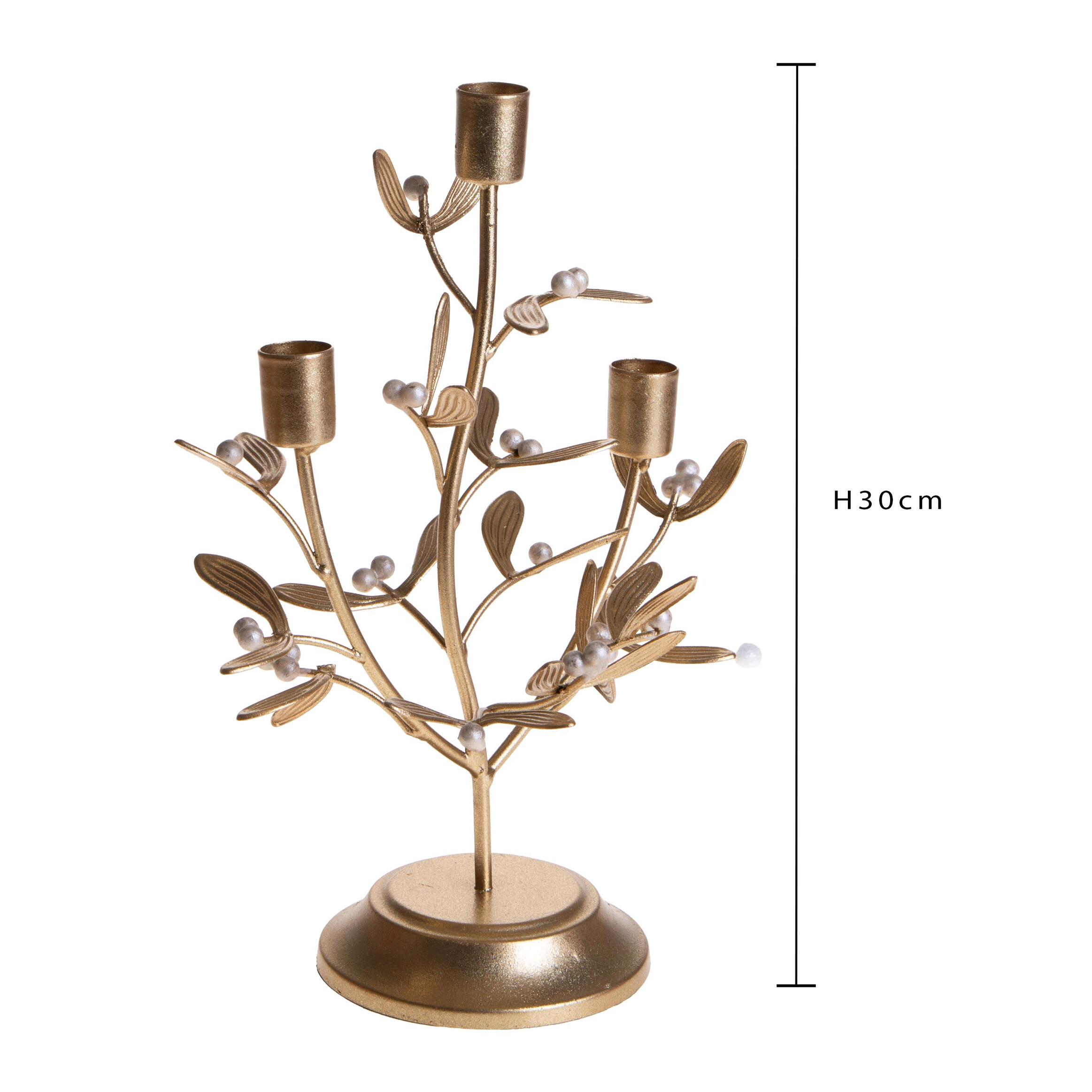Porta candele x 3 23xh.30 con vischio - Pezzi 1 - ORO - Bianchi Dino SpA