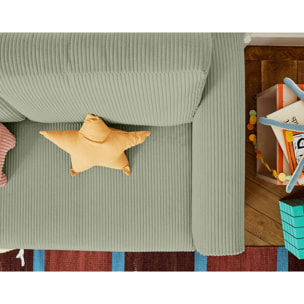 Marilia - canapé 2 places - convertible déplimousse - en velours côtelé - Vert sauge