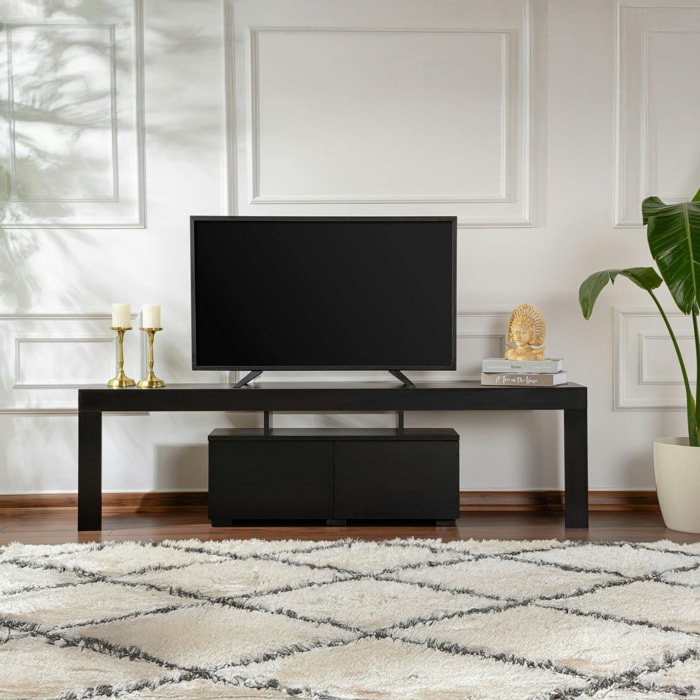 Banc TV moderne noir avec rangement - effet bois MARFA