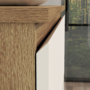 Ensemble de Salle de Bain Nia | Meuble Suspendu | 90 cm Blanc | Deux Tiroirs |Lavabo sur Plan | Miroir non inclus | Meuble Monté | Alday