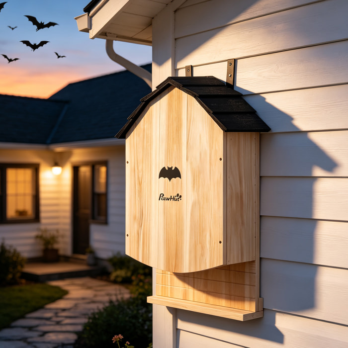 Abri à chauves-souris 3 chambres bois naturel noir