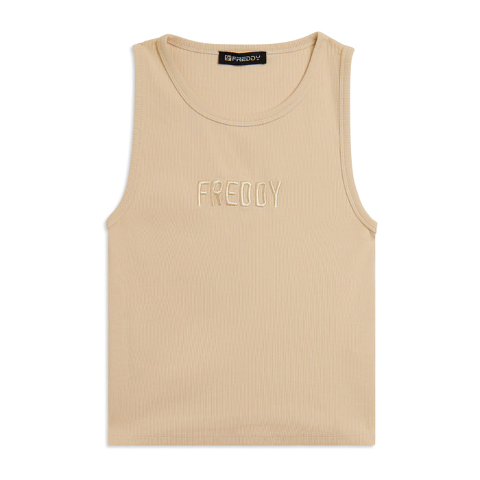 Canotta Cropped con logo FREDDY ricamato
