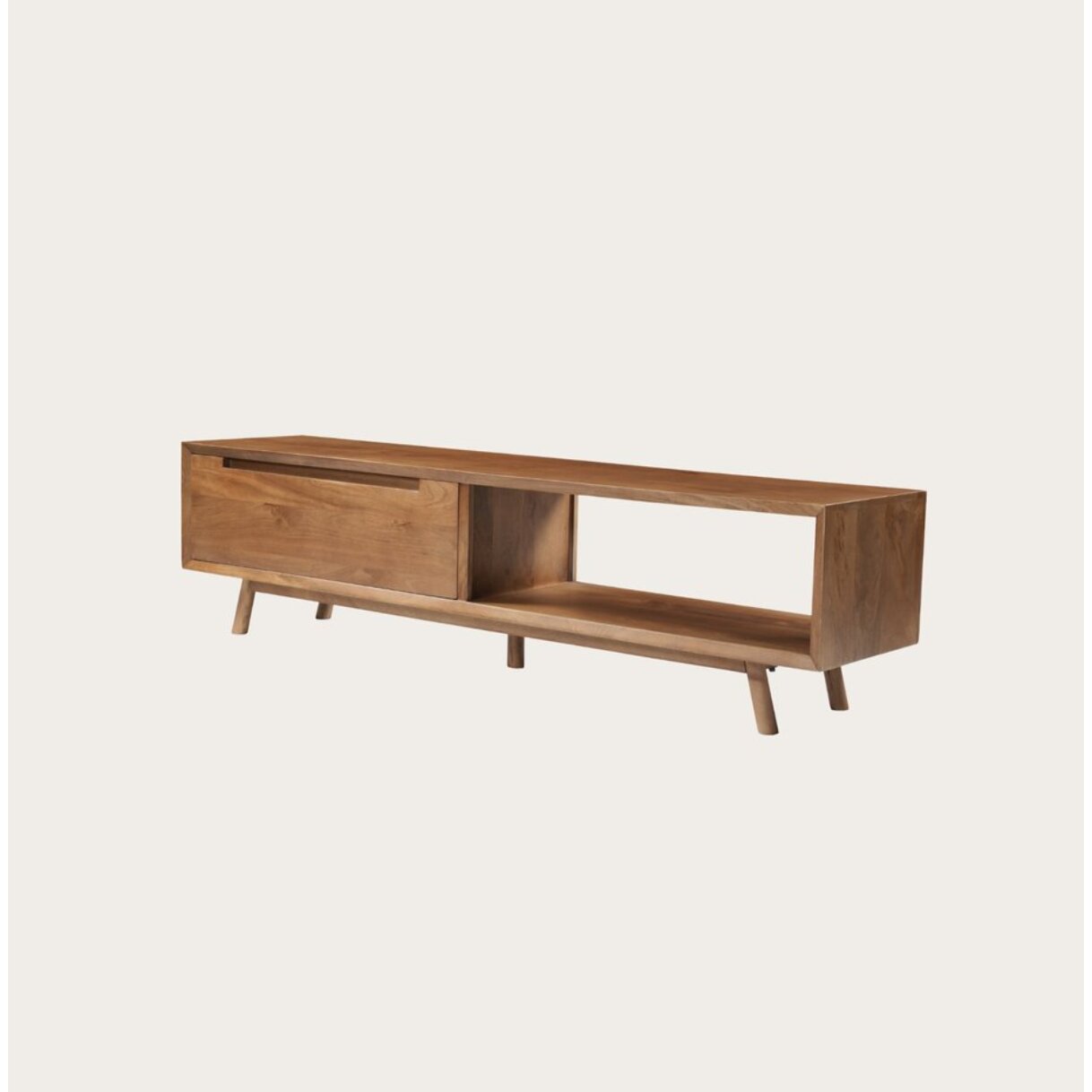 Meuble tv Tanubi -bois massif de manguier-couleur noyer 170 x 45 x 40 cm