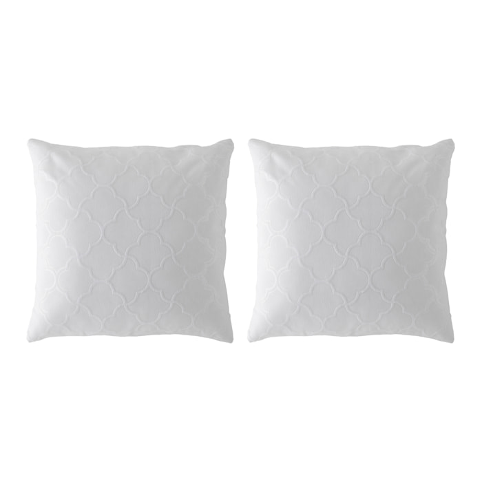 Lot de 2 housses de coussin jacquard DORYA-B 50x50 cm blanc