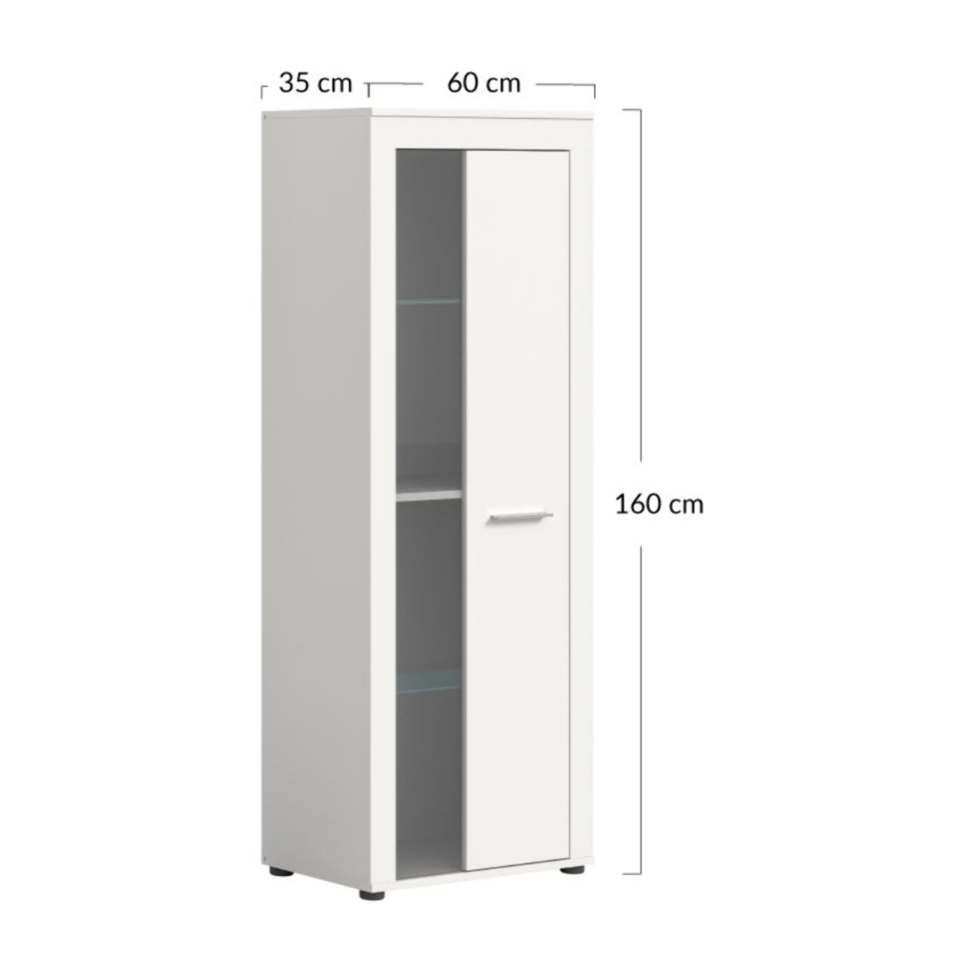 Stafford - vitrine - blanc - 2 portes - 60x159 cm - Blanc