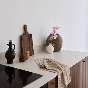 Torchon de cuisine en coton à motif carreaux - Beige