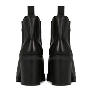 Chelsea boots negras en piel auténtica, tacón alto de 7,5 cm