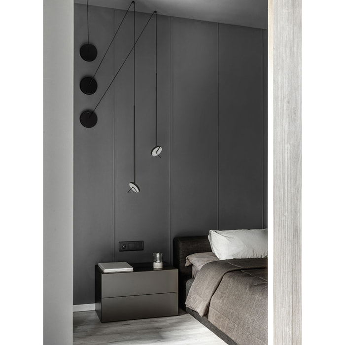 LEDS C4 Colgante Invisible Single Fixed LED 10.5 Blanco cálido - 3000K PHASE CUT Negro 550lm