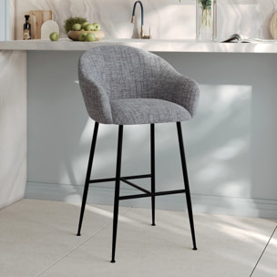 Chaise de bar en tissu gris chiné 76 cm - Socky