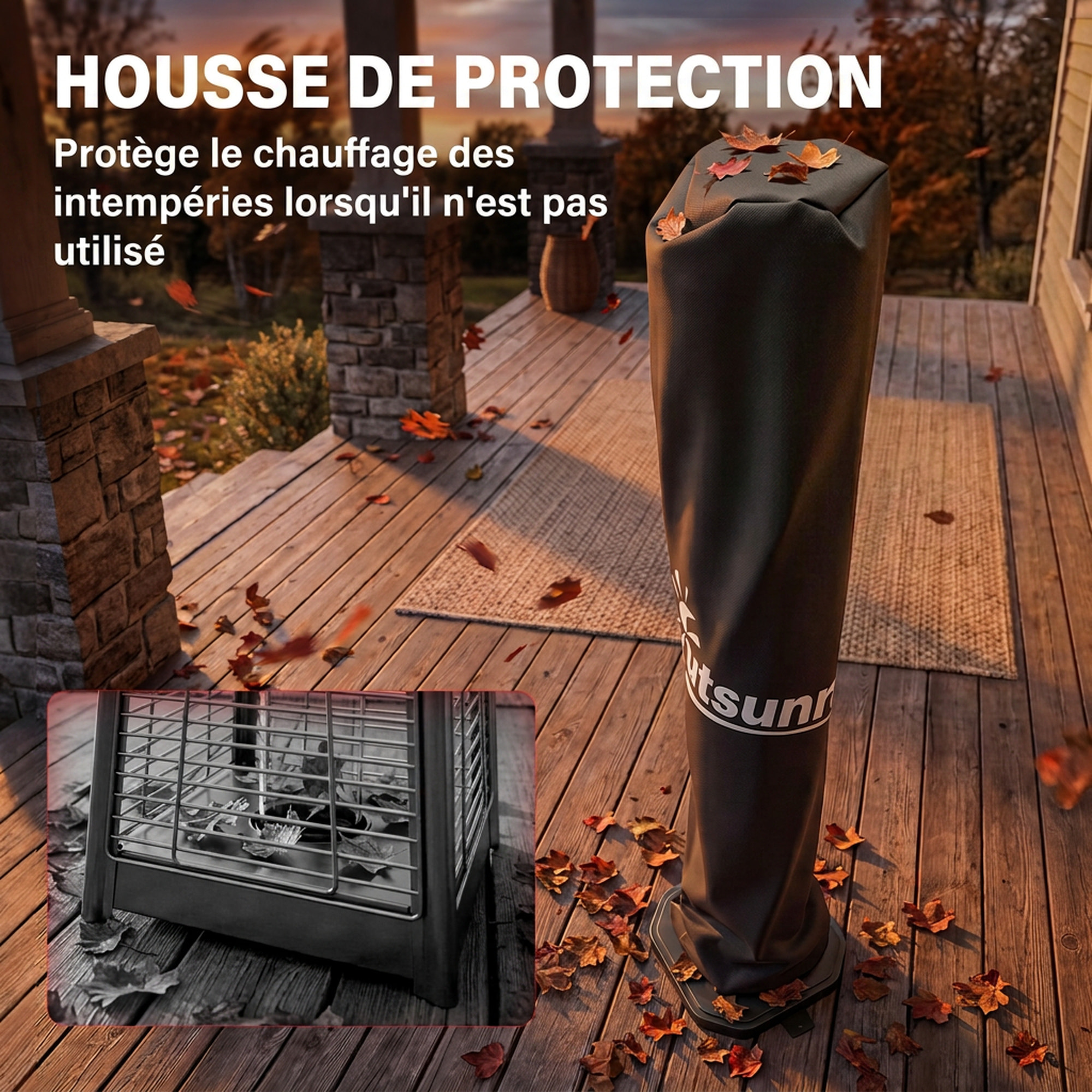 Radiateur infrarouge sur pied 2000W 8 niv. télécommande housse métal noir