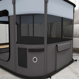Parc pour chien pliable dim. 94L x 74l x 60H cm tissu Oxford gris noir