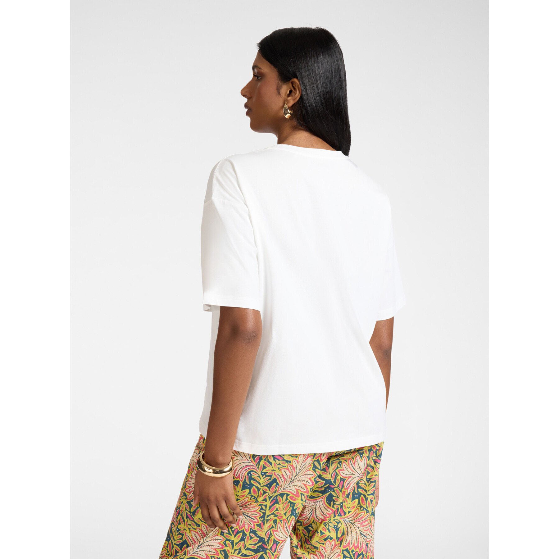 Elena Mirò - Camiseta de algodón con bordado - Blanco