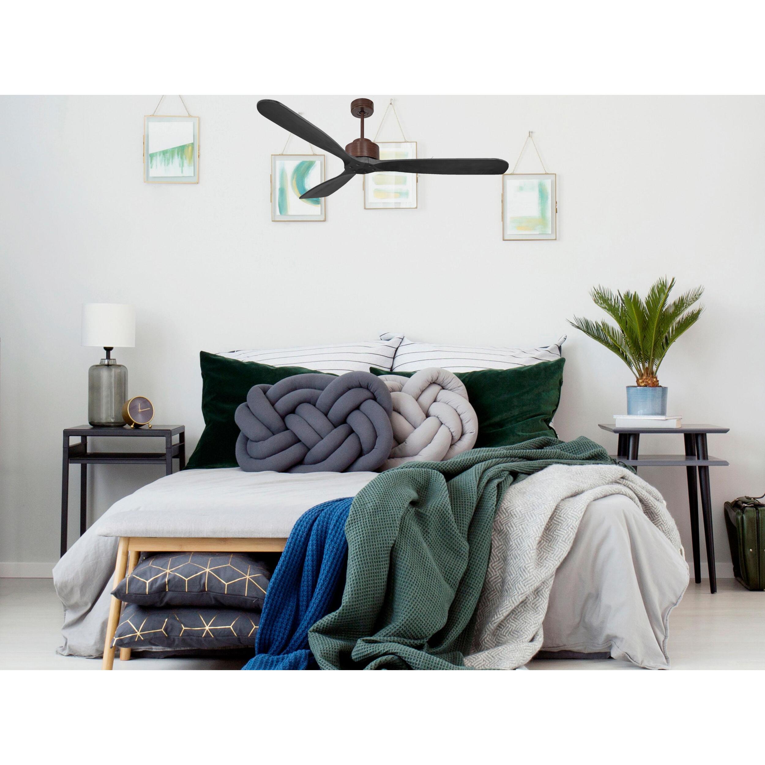 Ventilateur de plafond ø166 cm avec Wifi Réversible Hypersilence 40   W brun