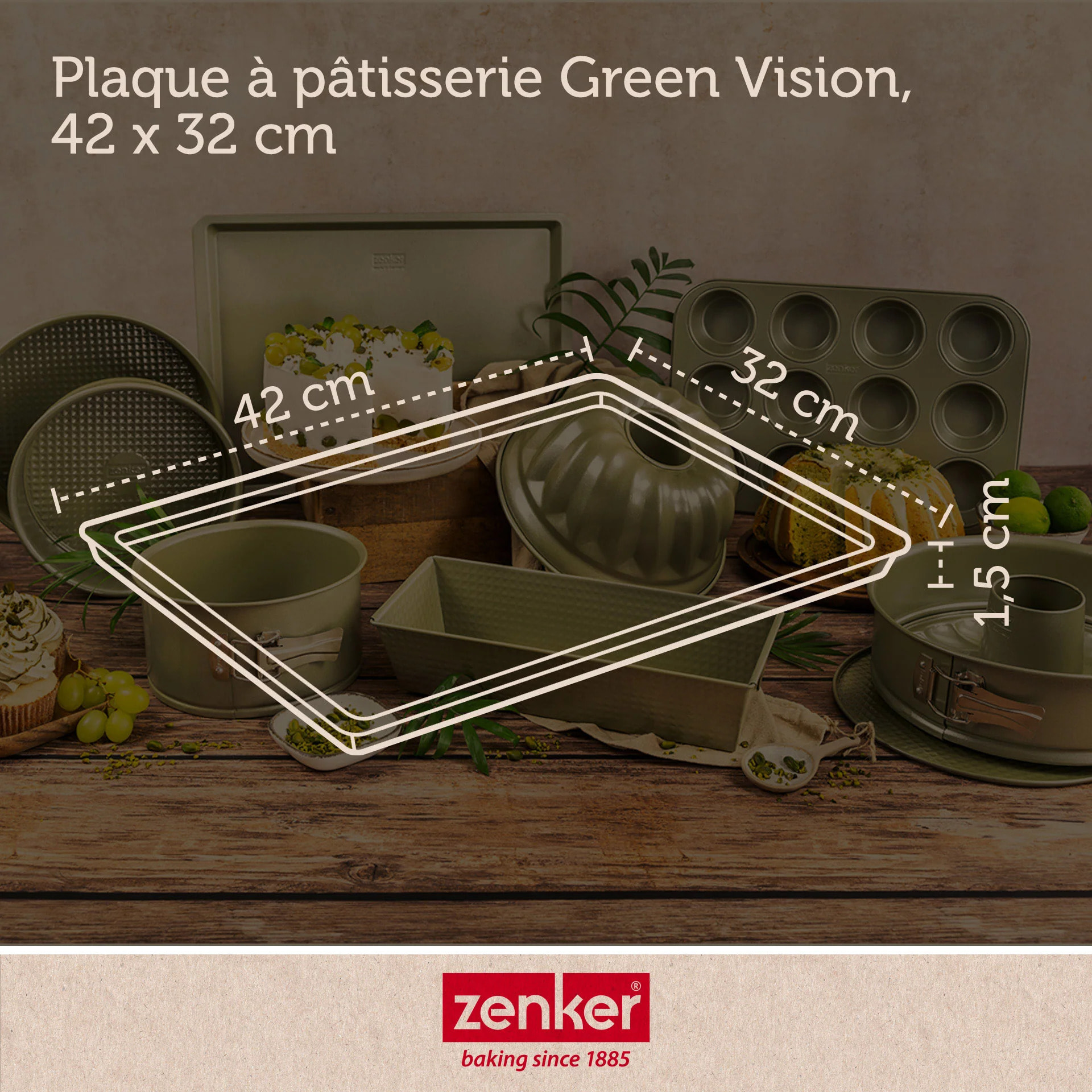 Plaque à pâtisserie éco-responsable 42 x 32 cm Zenker Green Vision