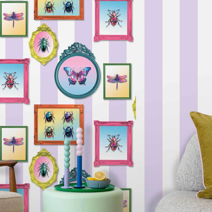 Papier peint lattes bois naturel sauge