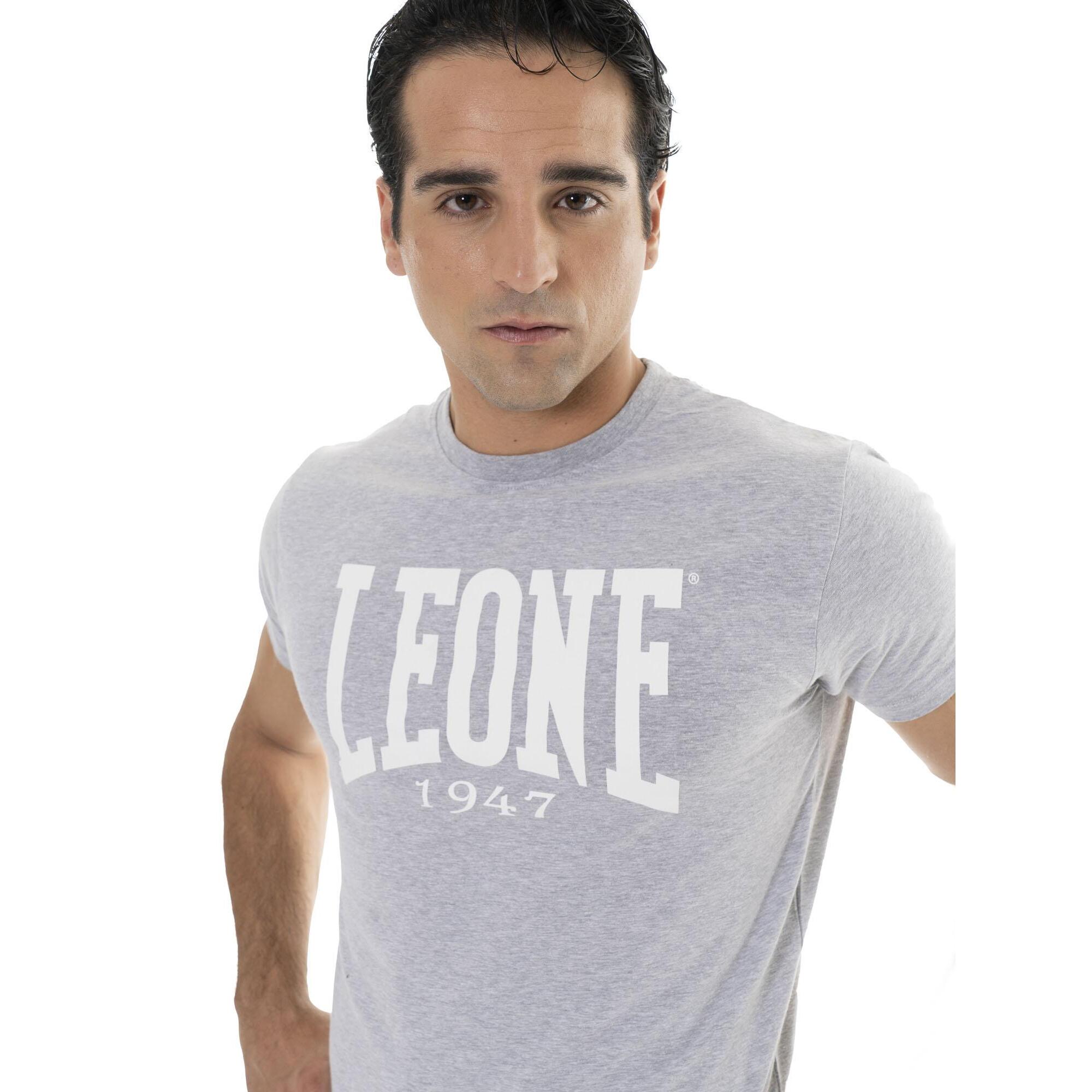 Camiseta de manga corta de algodón elástico con gran logo "Basic"