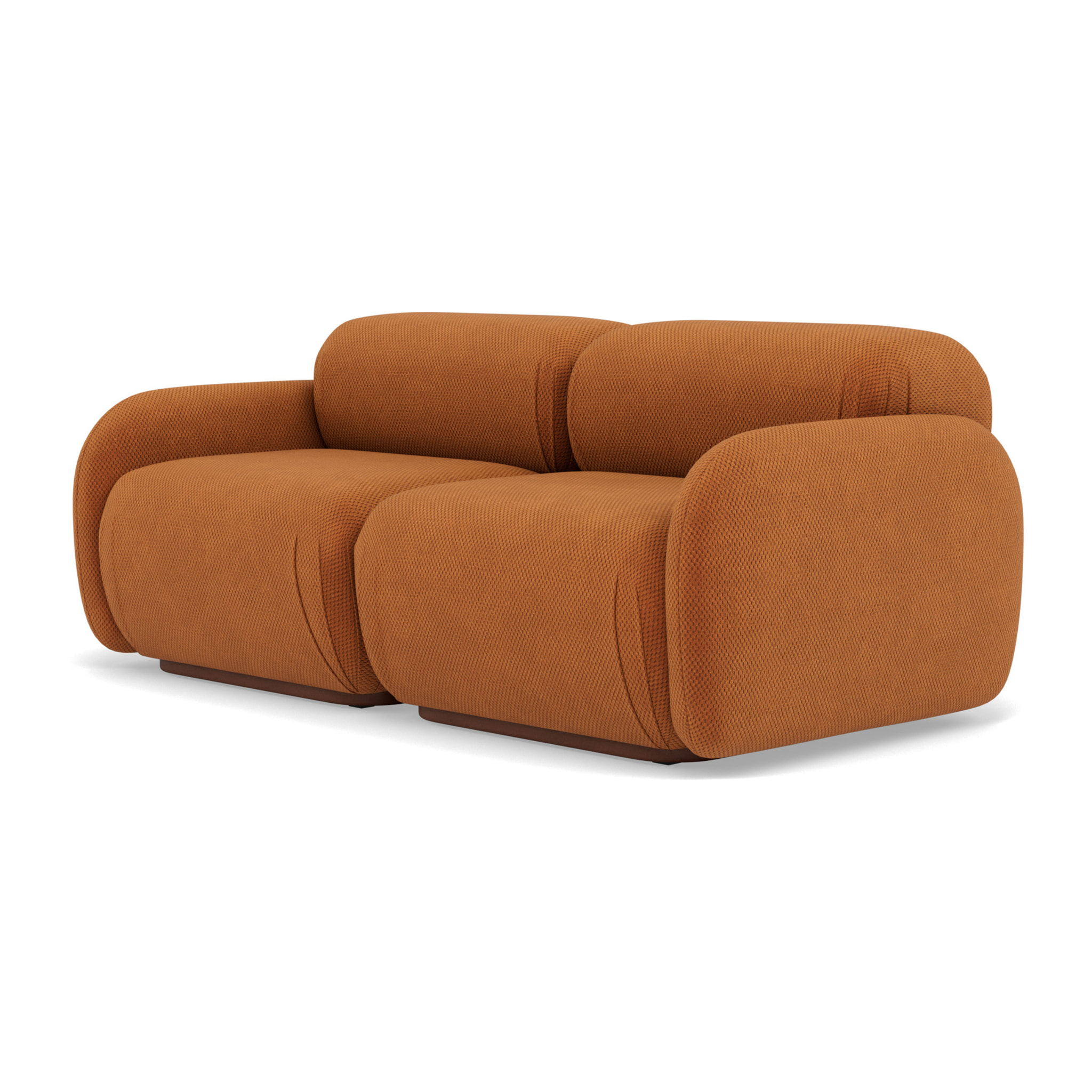 Penelope - canapé droit modulable 2 places en velours texturé - Terracotta