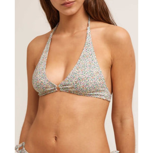 Top de bikini halter con estampado de flores