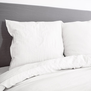 Parure de lit microfibre lavée 2 places blanc LUNA