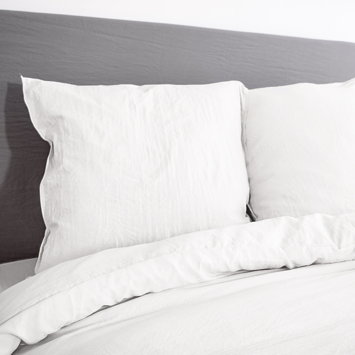 Parure de lit microfibre lavée 2 places blanc LUNA