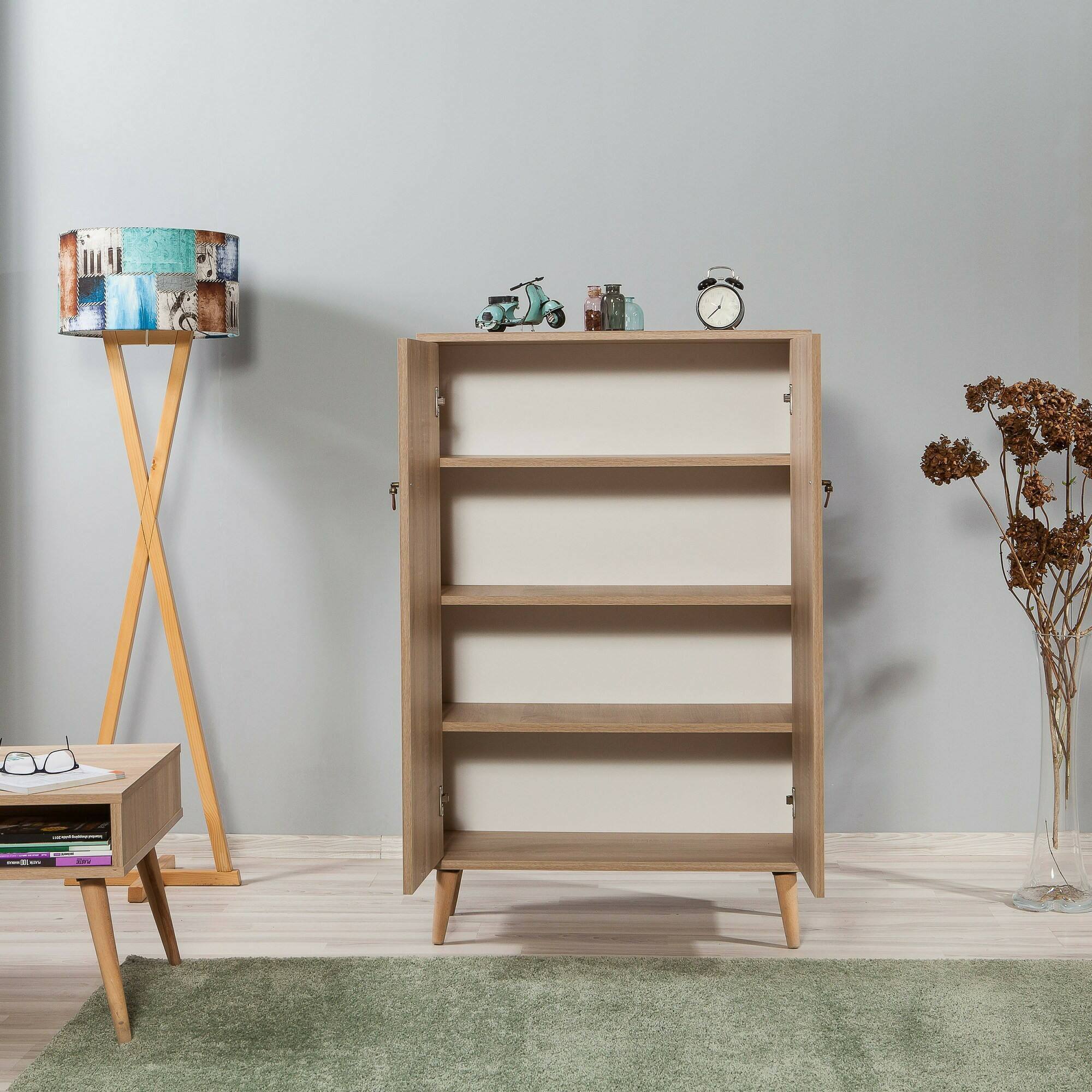 Credenza Dpersy, Buffet da soggiorno, Madia da salotto, Dispensa da cucina, 80x36h127 cm, Quercia