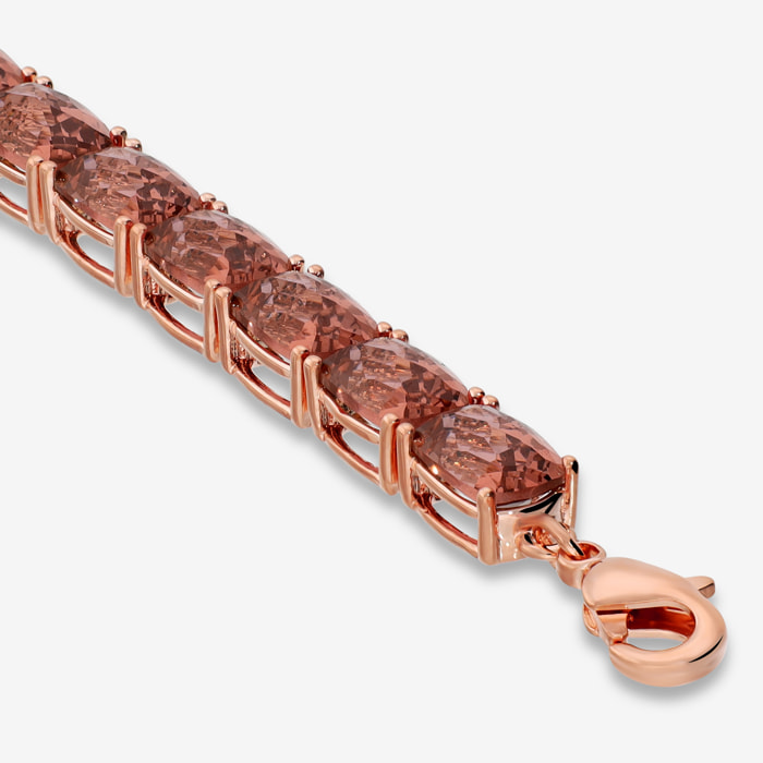 Bracciale Tennis con Cubic Zirconia Ovali Rosa Chiaro