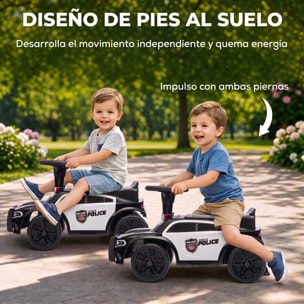 AIYAPLAY Coche Correpasillos de Policía para Niños de 18-36 Meses, Correpasillos con Luz, Música y Espacio de Almacenaje, 65x29,5x36 cm, Negro