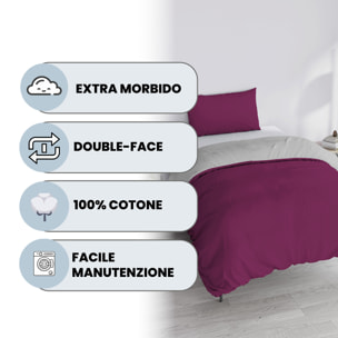 PARURE COPRIPIUMINO NATURAL COLOR PIAZZA E MEZZA - 100% COTONE MADE IN ITALY