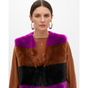 Gilet in Pelo a Righe Contrastanti